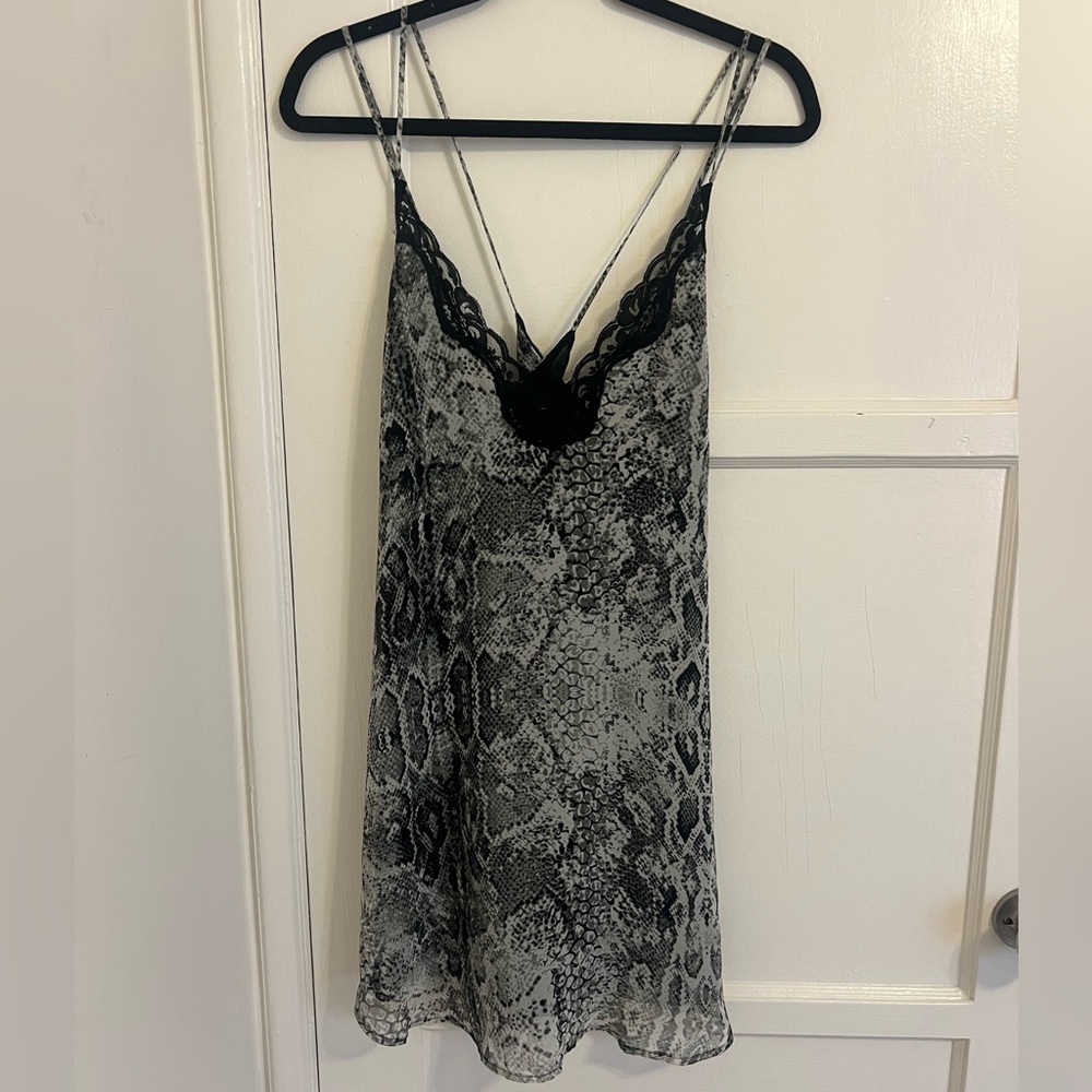Astr Black and Gray Lace Slip Dress